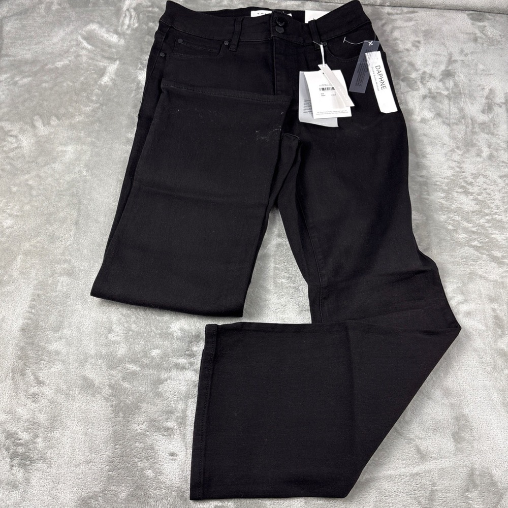 Tahari Daphne Double Button Miniboot Black Rinse Seta-Silk Denim Jeans 8/29 NEW